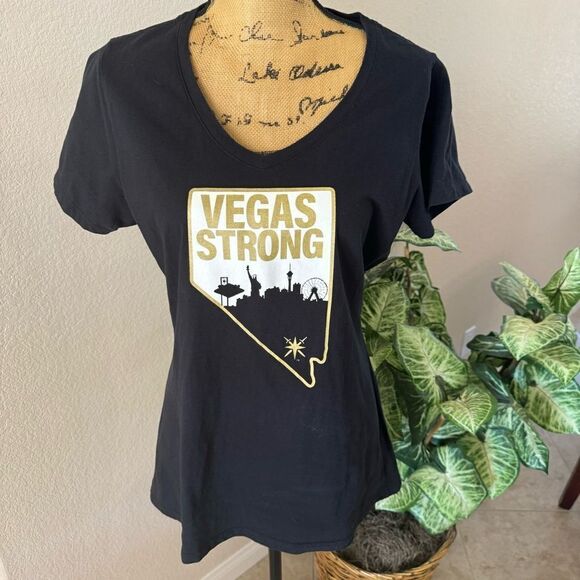 Vegas Strong Women’s V-Neck T-Shirt by Fanatics, Size L - Picture 1 of 5